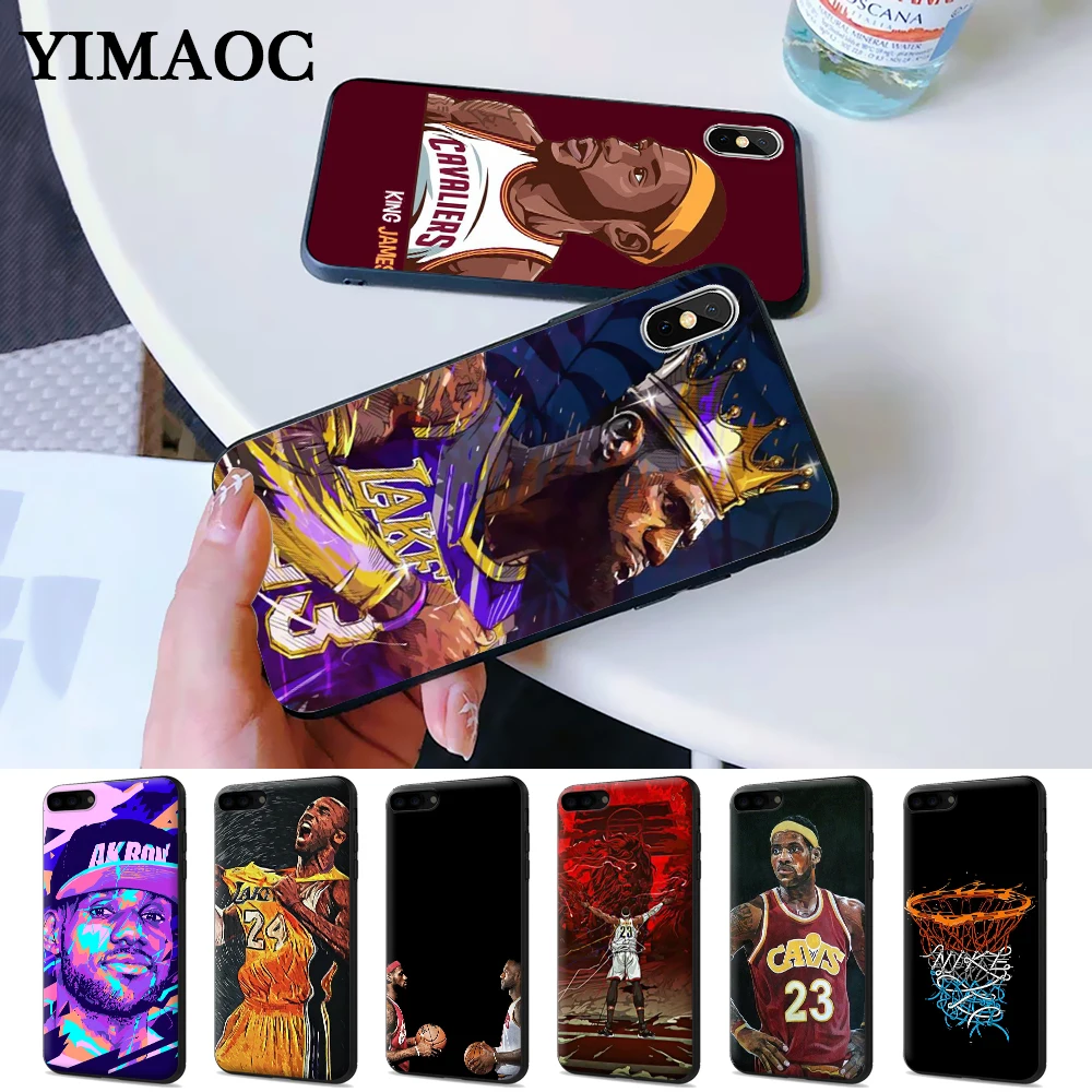 

Lebron James Watercolor Painting Silicone Case for iPhone 5 5S 6 6S Plus 7 8 X XS Max XR