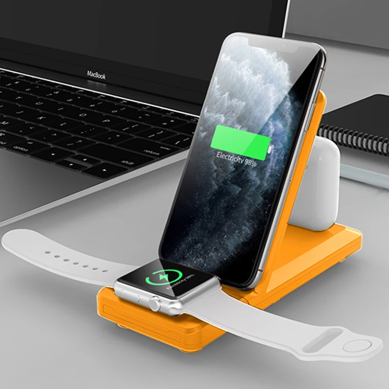 Беспроводная зарядная док станция 3 в 1 для iPhone 11 Pro X XS Max XR 8 Apple Watch 2 4 5 AirPods