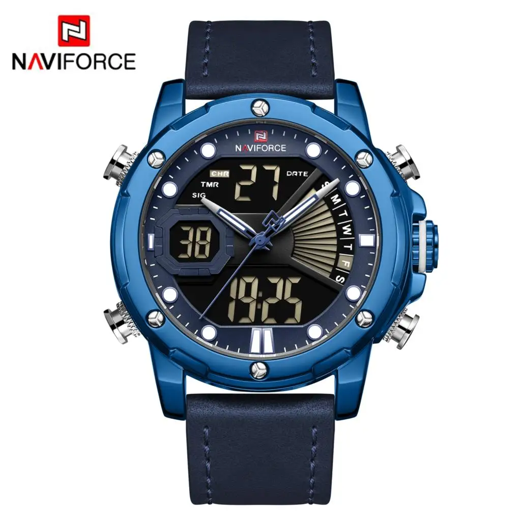 NAVIFORCE часы мужские спортивные кварцевые наручные часы мужские s двойной дисплей аналоговые цифровые часы мужские светящиеся Дата Relogio Masculino