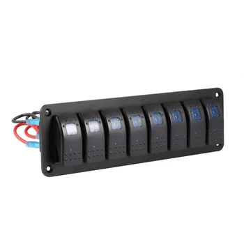 

Waterproof Marine Boat Caravan RV Rocker Switch Panel LED Circuit Breaker 12V 8 Switches Overload Protection Anti-corrosion
