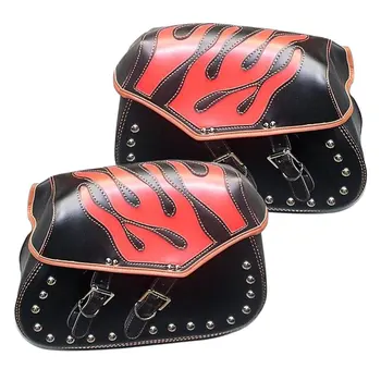 

Motorcycle Helmet Bag Saddle Bag Motorcycle Side Riding Travel Bag Rainproof Flame Pattern Rider Bag Tail Hanging Box One Pair