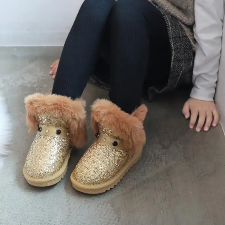 Children Winter Boots For Baby Girls Snow Buckle Boots Kids Shoes Velvet Boy Shoes Warm Plush School Fashion Shoes