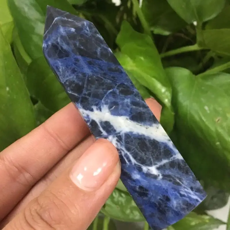 

Natural Blue Sodalite Crystal Gemstone Point Polished Stone Single Points Healing Wands