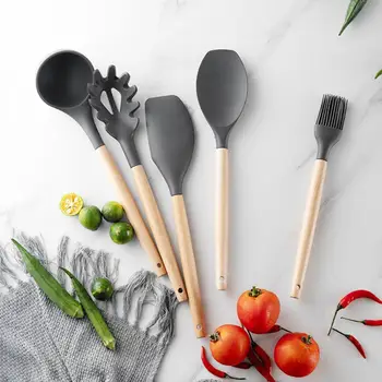 

11pcs/set Durable Portable Silicone Kitchen Cooking Utensils Non-stick Heat Resistant Kitchenware Kitchen Gadget Sets