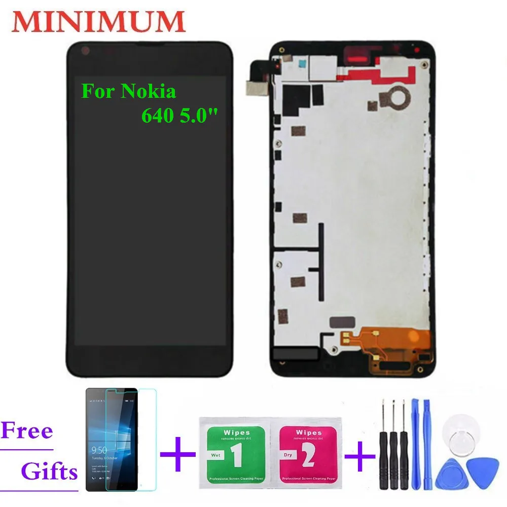 

For Nokia Lumia 640 LTE 5.0" LCD Display Touch Screen Digitizer Assembly With Frame + Tools For Microsoft Lumia 640 N640 LCDs