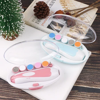 

Electric Nail Polisher Baby Blue Powder 6-piece Electric Nail Clipper Baby Nail Clipper Manicure Set Baby Newborns Baby Care Kit