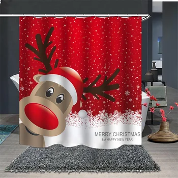 

Christmas Bathroom Curtain Mat 2020 Noel Ornaments Xmas Gifts Merry Christmas Home Decor New Year 2021 Navidad Shower Curtain