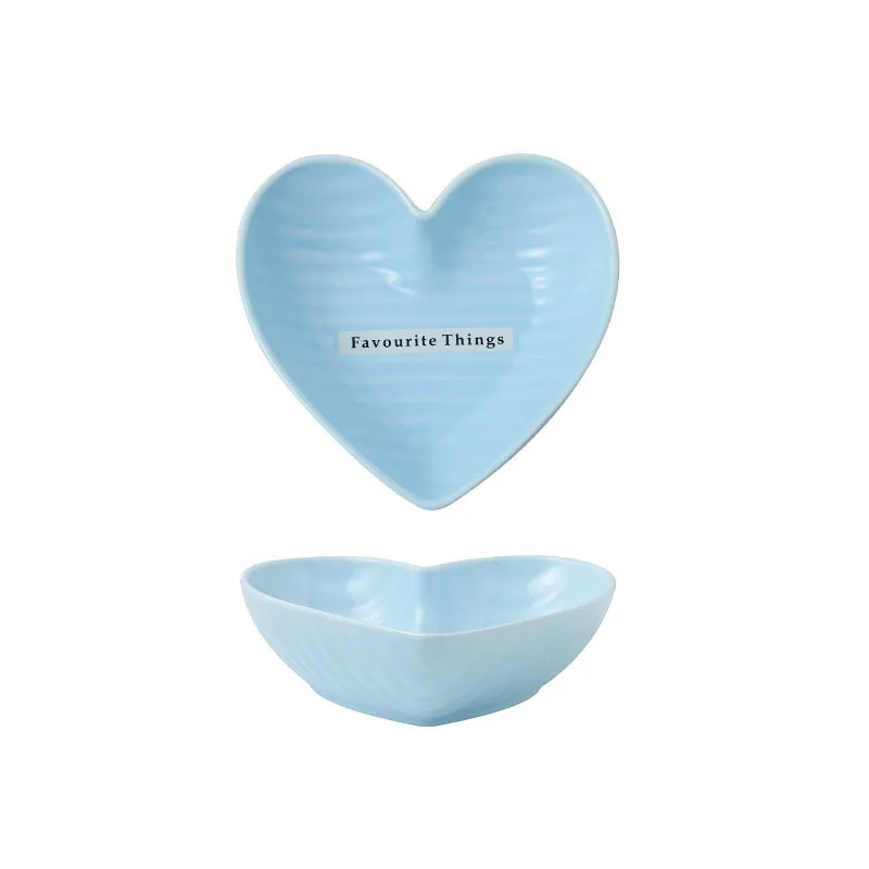 Blue 15.6-14.7-4.5cm Керамическая тарелка в форме сердца, 4 цвета, 150 мл, 350 мл, конфетные цвета, Салатница, милый Cakedessert контейнер, миска для лапши, посуда - Цвет: Blue 15.6-14.7-4.5cm