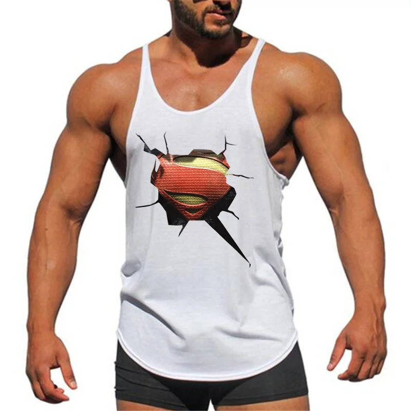 Brand Fitness Clothing 3D Superman gym tank top men bodybuilding stringer singlets muscle vest Weightlifting Sleeveless Shirt