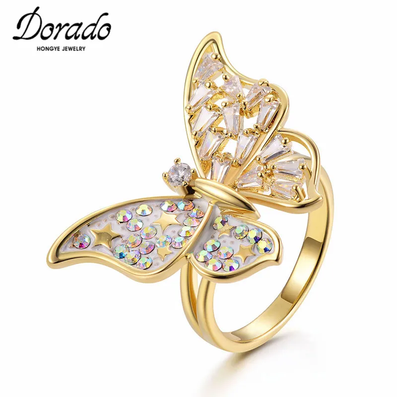 Dorado кольцо с бабочкой ювелирное изделие для женщин и девушек Кристальное Moda