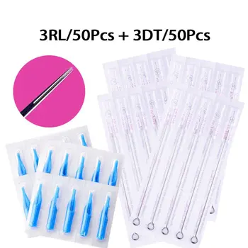 

50/100 PCS Disposable Sterile Tattoo Needle+50PCS Blue Disposable Tattoo tips DROP SHIP