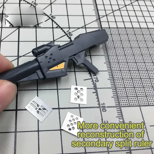 4 In 1 Chip-shaped Scoring Auxiliary Ruler Tool Drill Scribe Line Templates Ruler Details Craft Tools Model Engraved Tool 3
