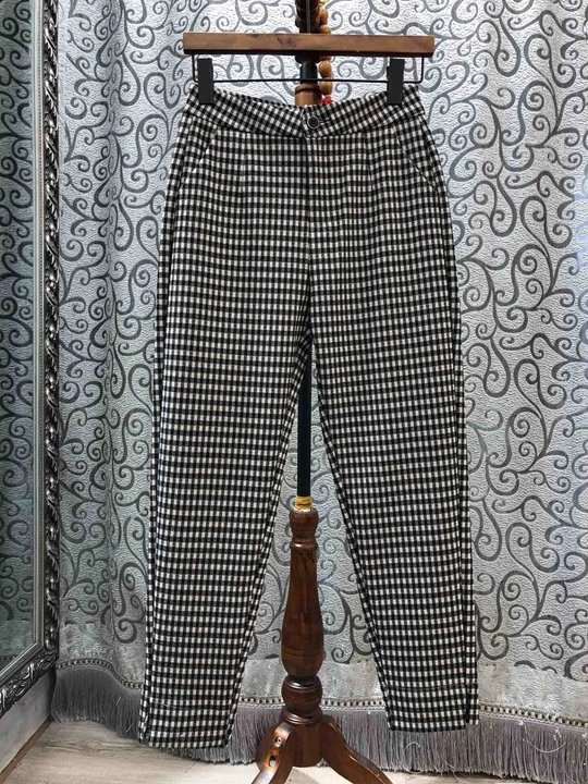 

2019 Early Autumn New Woman Slanting Symmetrical Pocket Decoration Qianbi Checker Pants and Leisure Pants 825