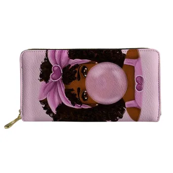 

Thikin Afro American Princess Black Girl Zipper Phone Bag Card Holder for Ladies Clutch Purse Carteira Handbags Notecase 2020