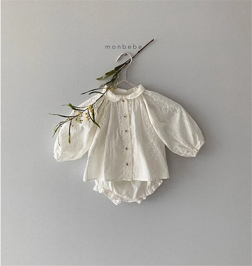 Кружевная блузка для маленьких девочек на весну и осень Уютная хлопковая Детская