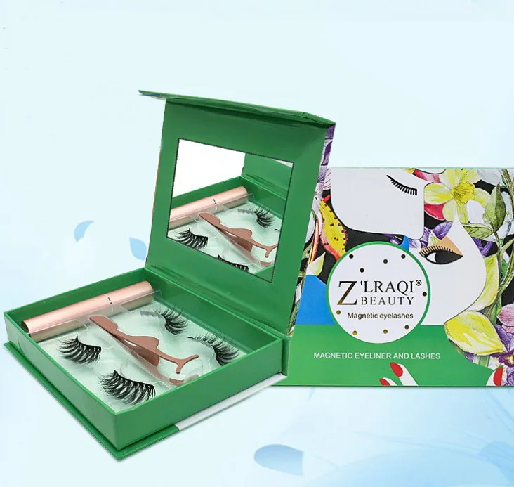 

2 Pairs 3in1 set Magnetic Liquid Eyeliner & Magnetic False Eyelashes & Tweezer Set 5 Magnet False Eyelashes Set Make Up Tools