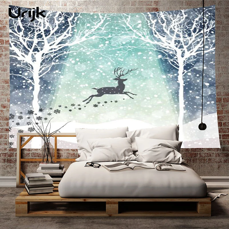 Christmas Wall Tapestry Cartoon Printed Tunic Hanging Room Dorm Home Decor bed cover Table Cloth New Year | Дом и сад
