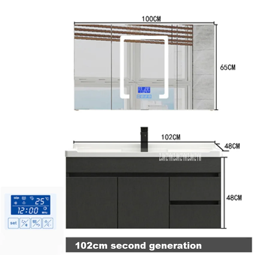 2nd generation 102cm 509 82/92/102/112/122cm Solid Wood Wall Mounted Cabinet Modern Bathroom Multifunctional Defog Lighting Smart Mirror Cabinet 220V - Цвет: 2nd generation 102cm