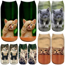 Women's Cat Socks 3D Print Cotton Cartoon Low Cut Colorful Designer Harajuku Kawaii Animal Cute Kitten Unisex Ankle Socks Girl