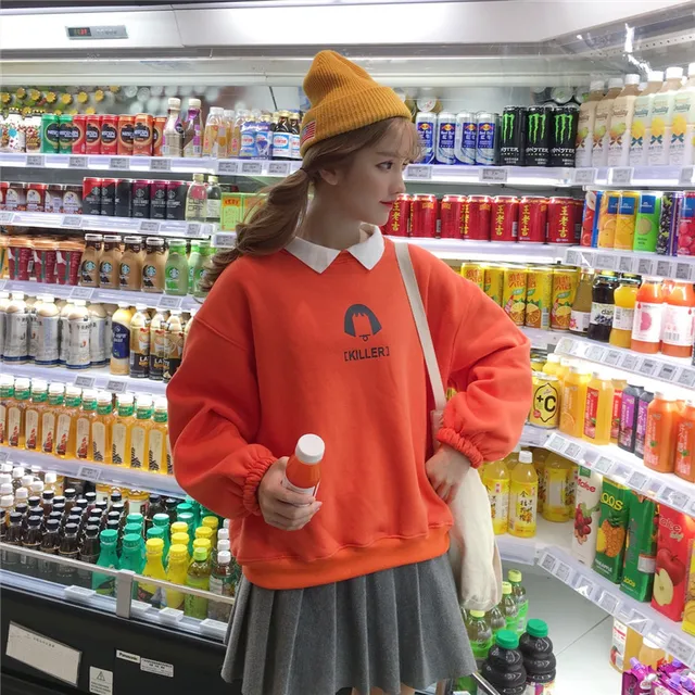 Fake Two Piece Oversized Women Sweatshirt Plus Size Korean Style Hoodie Casual Pullovers Loose Harajuku Streetwear Clothes Hoodies Sweatshirts Aliexpress