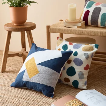 

INS popular handmade cotton 3D pattern Embroidery pillow without stuff, Modern abstract decoration floral sofa pillows