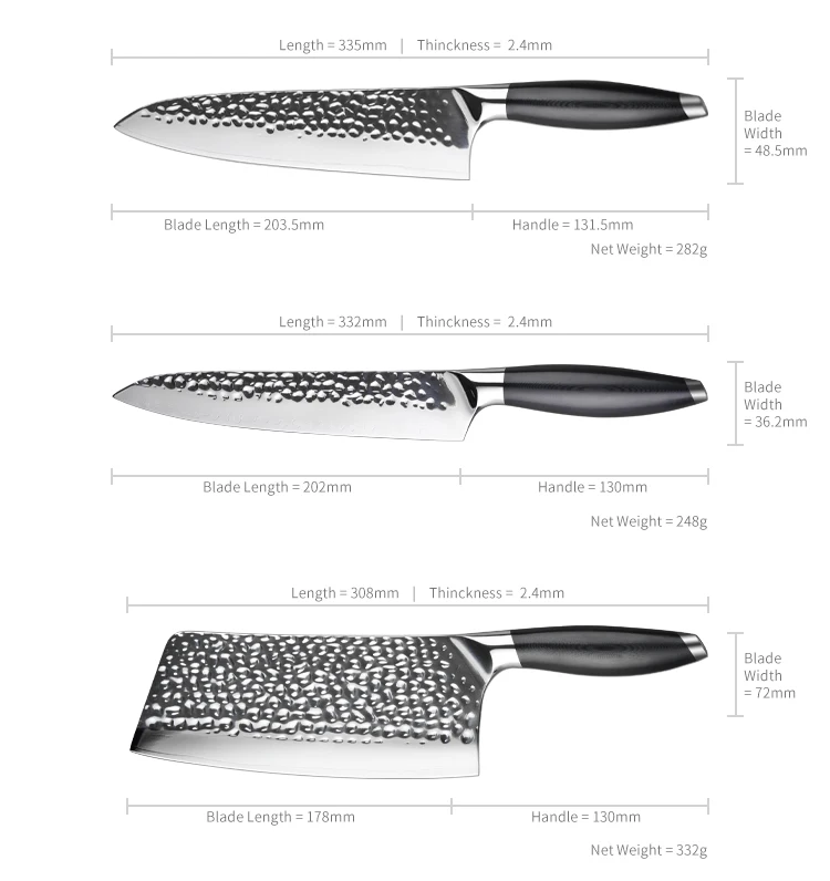 8 дюймов Кухонные ножи 3 слоя 440C кованый стальной нож шеф-повара нож для нарезки фруктов нож с ручкой G10 инструмент для приготовления пищи