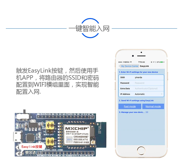 IoT EMW3081 Ali умный модуль wifi к последовательному модулю Прозрачная передача ARMM3 ядро облачного сервиса