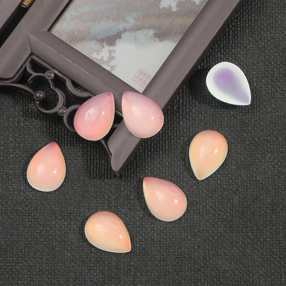 10 teile/los Harz Flatback Wasser Tropfen Form Perlen Faux Katze Auge Cabochon Perle Handgemachte DIY Lose Perlen Für Schmuck Machen erkenntnisse – Detail 6