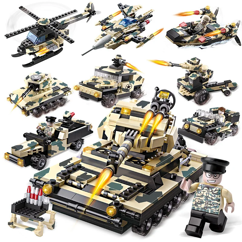 

Building blocks Robot City police military tank eight in one educational building blocks assembly building blocks toy