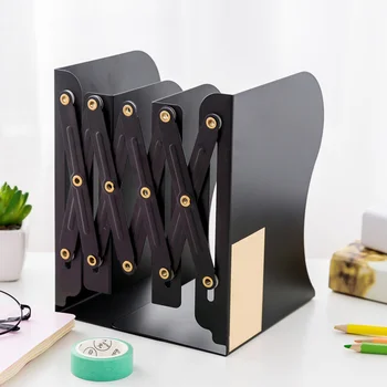

1pc Bookends Adjustable Metal Non-skid Graffiti Retractable Book Stand File Folder Book Rack for Library Home School