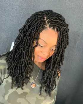 

Nu Locs Crochet Hair Natural Curly Dreadlocks Hair Black Dark Brown Faux Locs Crochet Braids 18" 21Strands/Pack