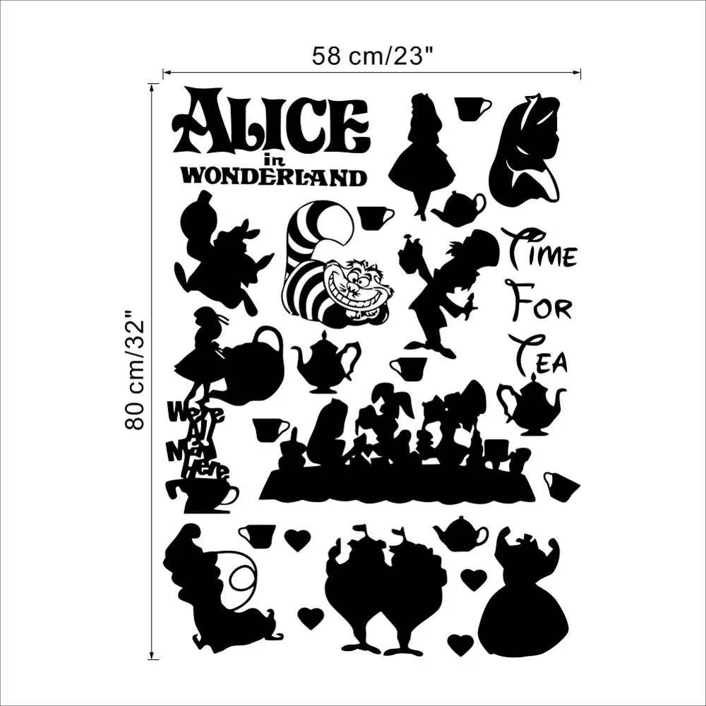 Disney Alice in Wonderland Art Cartoon Home Decor Wall Vinyl Sticker Decal Anime Manga Quote  Nursery for kids rooms Poster