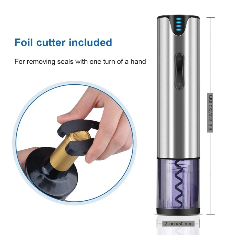 

Electric Wine Opener Rechargeable,Automatic Wine Bottle Openers With Premium Vacuum, Wine Opener,Pourer,Foil Cutter And Usb Rech