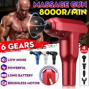 

6 gears Massage Gun Fascia Gun Sport Therapy Muscle Massager Body Relaxation Pain Relief Slimming Shaping Massager with 4 heads