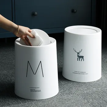 

Northern European-Style Double Layer Compartmental Garbage Can Rolling Cover Household Kitchen Living Room Bedroom Bathroom Hote
