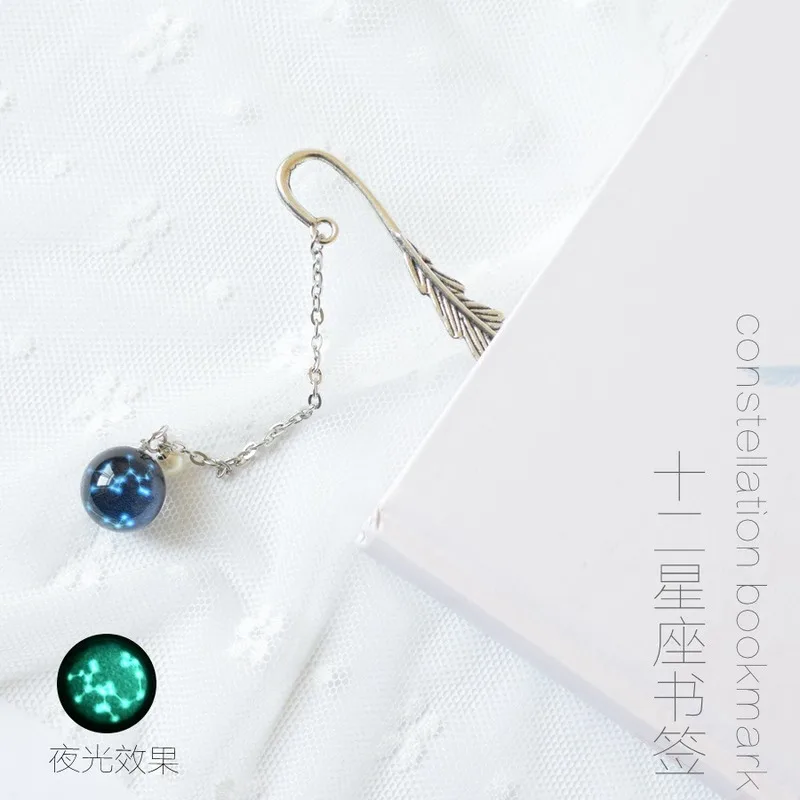 Luminous Twelve Constellations Bookmark Metal Retro Creative Teacher Gift Novelty Student Stationery Book Mark