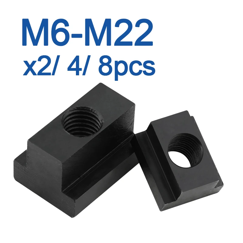 Carbon Steel Nuts 2/4/8pcs M6-M22 Black Oxide Finished Grade 8.8 Tapped Through Slot T-nuts DIN508