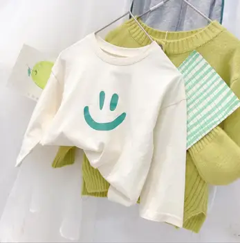 

2020 new girls boys t-shirt spring cotton fashion kids top 2-7t HJ426