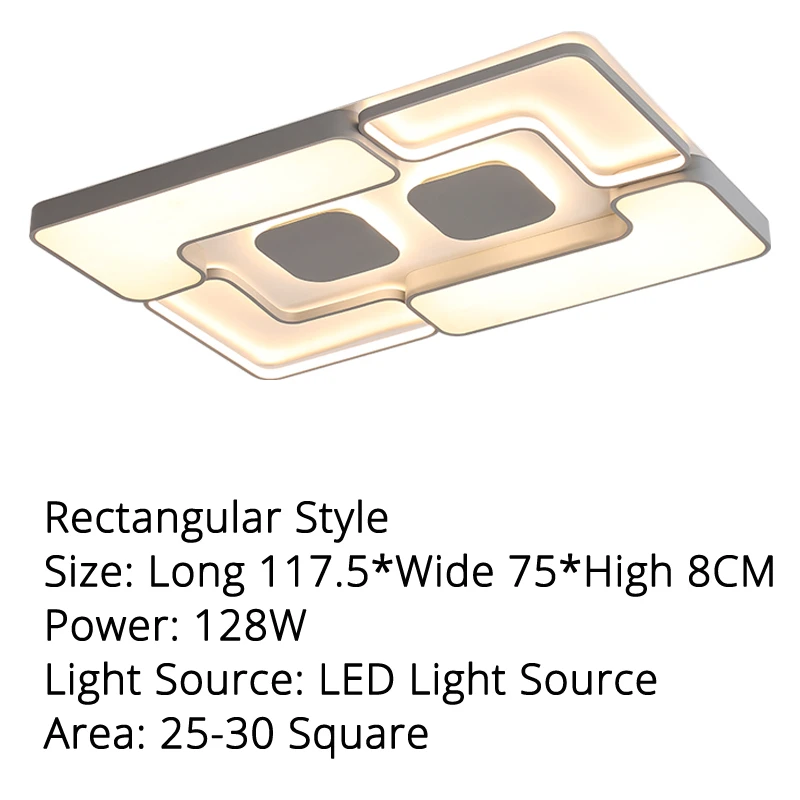 117x75x8cm 128w LED ceiling lights White/Grey body Modern living room for bedroom support 110V and 220V Remote control led lamps - Цвет корпуса: 117x75x8cm 128w