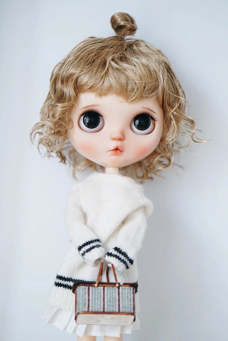 Bybrana короткие волнистые челки 1/3 1/4 BJD парики 9-10 дюймов Большая голова кукла Съемная имитация мохера для кукол