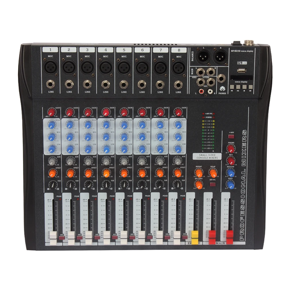 

CT-80S USB Professional Stage Audio Mixer Built-in Digital Effect Music 8 Channel Mixer