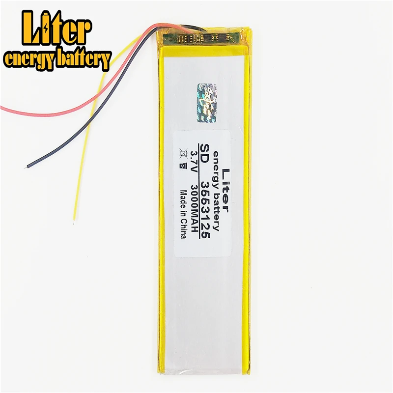 

3 линии 3,7 V 3000MAH 3553125 литий-полимерный аккумулятор для Mp5 GPS DVD электронная книга планшетный ПК power bank видео игры