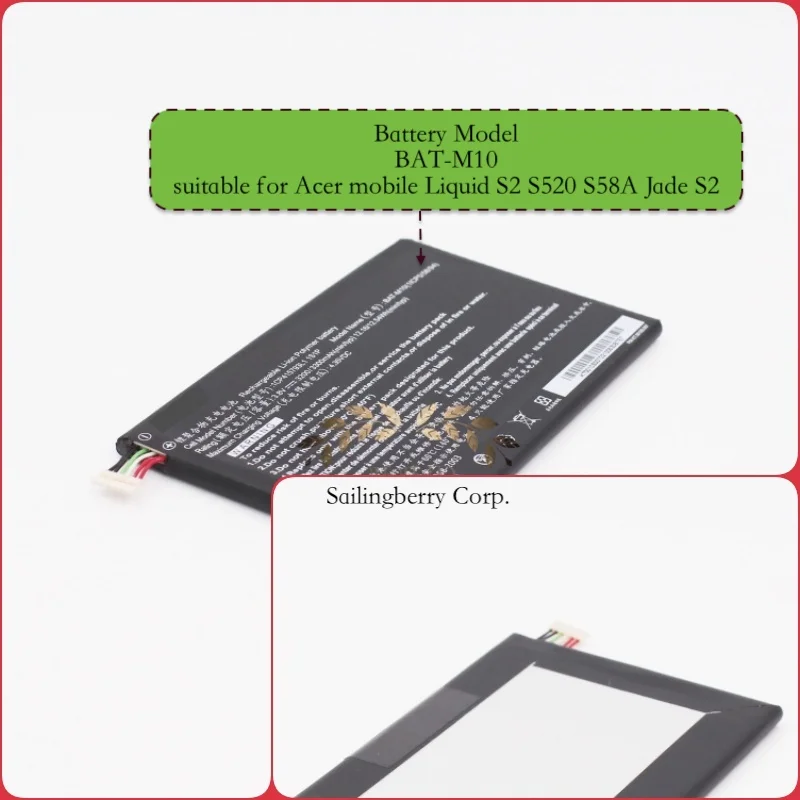 Встроенный аккумулятор подходит для acer-mobile Liquid S2 S520 S58A Jade S2 с батареей модели BAT-M10