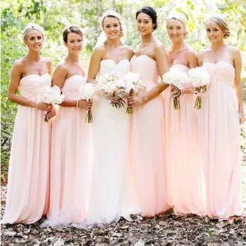 

Pink Pleat Off The Shoulder A-line Bridesmaid Dresses Simple Sleeveless Sweetheart Neck Floor Length Wedding Party Gown