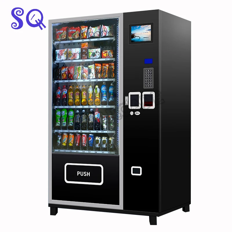 Black Vending Machine 22 Inch Screen 24 Hours Self Service Foods and Drinks Orange Juicer Cigarette Water French fries | Спорт и