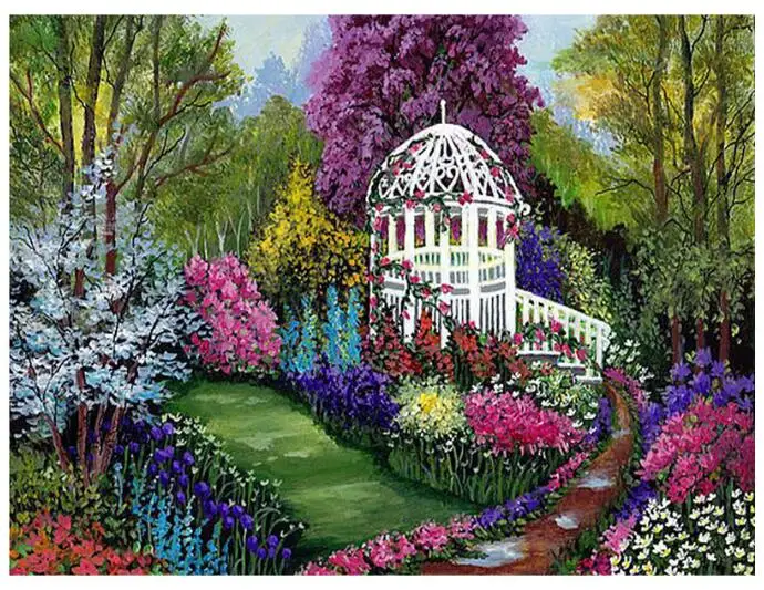 full square diamond mosaic flower scenery embroidery paint rhinestone wall sticker decor dimond drawing art needlework picture | Дом и сад