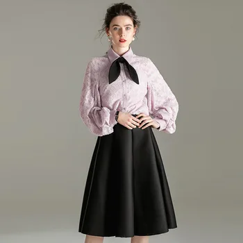 

T905837 Small Xiangfeng Suit 2020 Women's Wear Season Long Sleeve Lapel A Word Skirt Slim Fit Two-piece Set