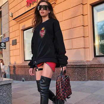 

Women Fashion Oversized Hoodies Ladies Casual Letter Print Long Sleeves Loose Pullover Comfort Joker Spring New