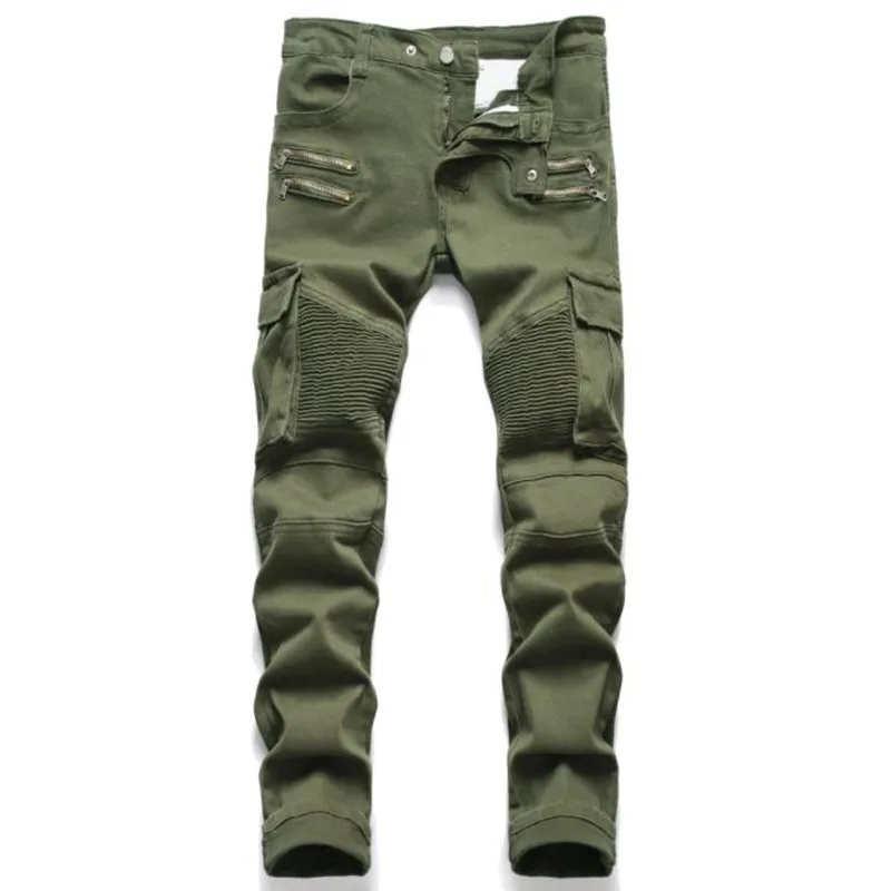 New Fashion Mens Biker Jeans Stile Punk Uomo Cargo Denim Pantaloni Tasca Con Cerniera Jeans Moto Uomo Pantalones Hombre