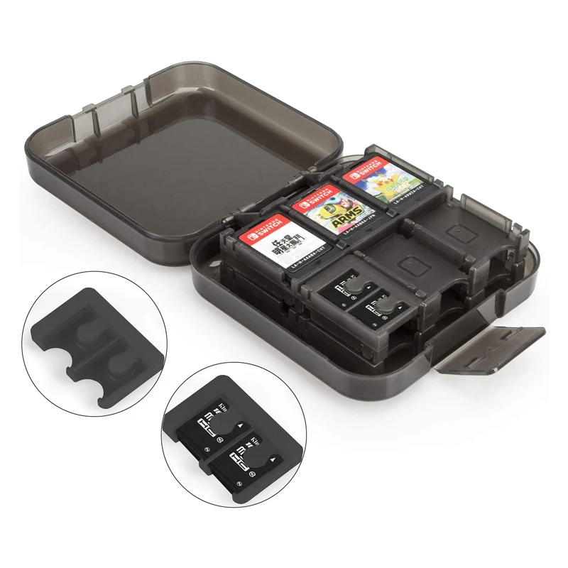 24-in-1 Black(A) Чехол 24 в 1 и 4 в 1, переносной чехол для игровых карт, противоударный жесткий чехол, сумка для безопасного хранения, для переключателя NAND - Цвет: 24-in-1 Black(A)